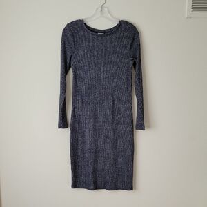 A New Day Women's Gray Long Sleeve Rib Knit Sweater Dress- Size S